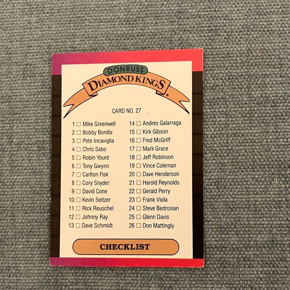 1989 Donruss Checklist Baseball Card Trading Card